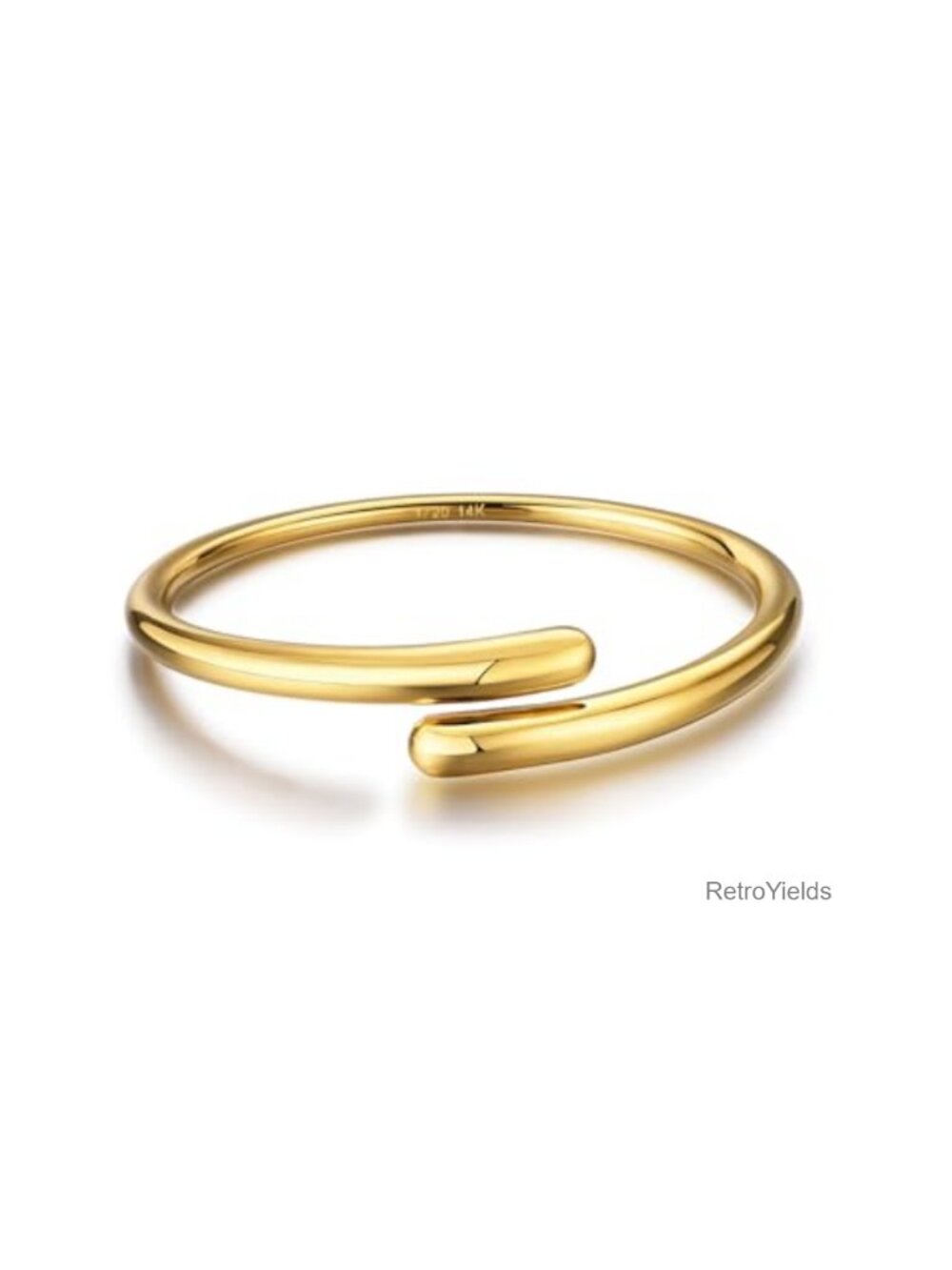 14K Gold Filled Teardrop Bangle Bracelet Adjustable Cuff Stackable